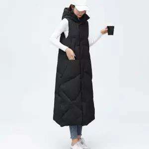 |CCJ6D17|여성 하이넥 슬림핏 퀼팅 롱 패딩 조끼