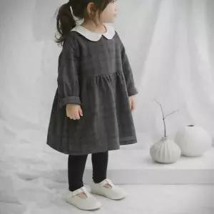 맘스메이드 예루예나여아 롱원피스 면 체크 카라 오버핏