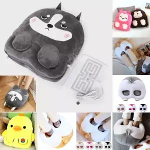 USB 온열 발난로 허스키 캐릭터 쿠션 보온 신발 거실화/제품/용품/부드러운/극세사/발열/풋워머/발히터