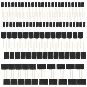 100개 폼 페인트 브러시 4가지 크기 모듬 스펀지 나무 손잡이 세트 페인팅, 염색, 바니시, 클린 및 DIY 공예 프로젝트(1', 2', 3