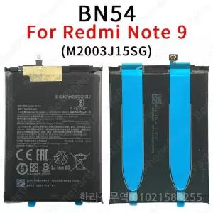 Xiaomi Redmi Note 9 M2003J15SG Bateria 리튬 이온 BN54 예비 부품 5020 mAh 핸드폰 교체 용 배터리