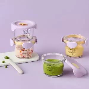 락앤락 원형 이유식 유리 용기 260ml X4 트라이탄 실리콘 뚜껑 혼합 MNA