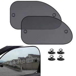 leediga Pack-2 자동차 전면 창문 햇빛 가리개, 64.8 x 37.8cm(25.5 x 14.9인치) 단열 자외선 차단 커버, 흡착 컵 설치 접이식 보관 냉각 창문 커버, 구멍 포함, 자동차용 범용 (블랙)