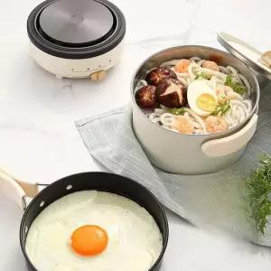 휴대용 멀티 충전 후라이팬 냄비 700w 캠핑 여행용 라면 찌개 국 물 끓이기 간편