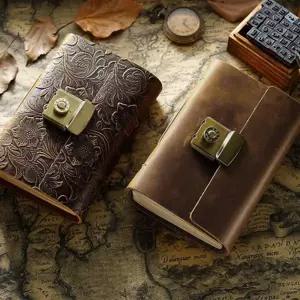 일기용 400페이지 클래식 2단 잠금장치 가죽노트 디자인이예쁜 고급다이어리 빈티지