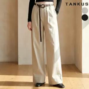 여성 에스닉 벨트 와이드 밴딩 팬츠