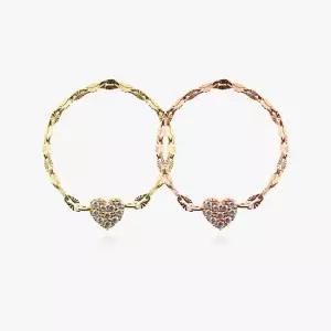 14K 롤리 하트 큐빅 아스타 체인 금 반지