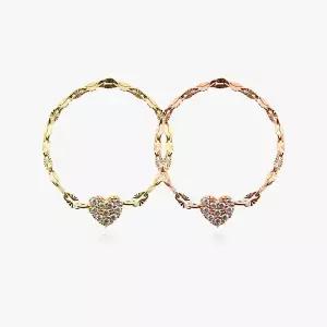 [엘렌쥬얼리]14K 롤리 하트 큐빅 아스타 체인 금 반지