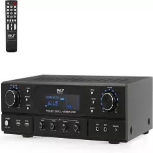 Pyle Bluetooth 홈 시어터 수신 증폭기 - 트레블 베이스 에코 컨트롤 MP3/USB/FM 스트리밍 엔터테인먼트용