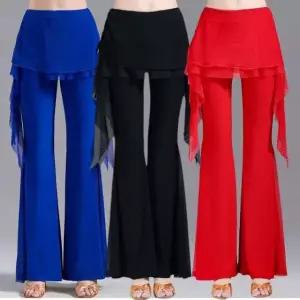 댄스웨어 라틴 줌바 에어로빅 사교 방송 연습복 나팔 치마바지 블랙 트럼펫 스커트 S