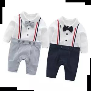 롬퍼 스트라이프 정장 우주복 아기 돌복