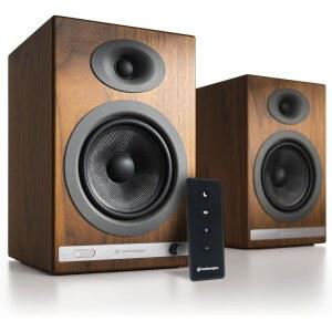 Audioengine HD5 프리미엄 전원 스피커 | aptX HD 포함 150W 오디오 애호가 등급 블루투스 5.0 | 내장 24비트 DAC | 리얼 우드 베니어 | 홈 오디오, 스튜디오 및 비닐용 책장 스피커