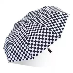 (색상 핑크)체크 패턴 접이식 우산 자동 개폐 여행용 양산