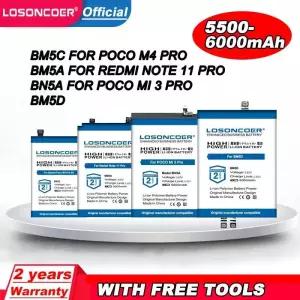 6000mAh BN5A BN5C BM5A BM5D 배터리 Xiaomi POCO Mi3 Pro Mi 3  M4 5G Redmi Note 11 용