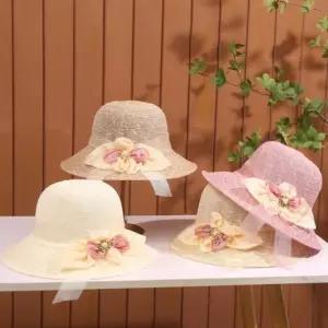 3col 섬유 천연 플라워 할머니 엄마 모자 고급