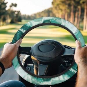[미국배송] 수토셀피 골프 카트 스티어링 휠 커버 13-14인치 청록색 대리석 통기성 미끄럼 방지 액세서리 보호대
