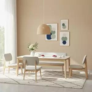 [텐스페이스]보루네오 조금낮은 1800식탁 6인테이블세트(의자3+벤치1) BTR6040R (착...