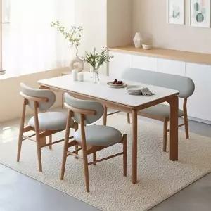 [텐스페이스]보루네오 포세린 세라믹 1400식탁세트(의자2개+벤치1개) BTR6006R (착...