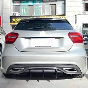 벤츠 호환 A클래스 W176 AMG 라인 2016-2018 해치백 바디킷 블랙 튜닝 자동차 리어 범퍼 립 디퓨저 스포일