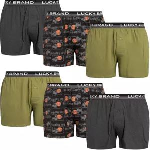럭키 브랜드 남성 속옷 복서 반바지 - 버튼 플라이 남성용 6팩 릴렉스 핏 4인치 인심 슈퍼 소프트 니트