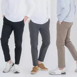 남자 속밴딩 면바지 바지 남성 데일리 스판 슬랙스 일자 스판 반밴딩 봄 가을