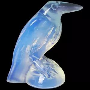 헉스쿠 오팔라이트 까마귀 동상 2인치 신비한 조각 고딕 홈 데코 영적 토템 아트 힐링 크리스탈 피규어