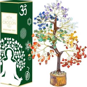 생명의 7가지 차크라 나무 - 긍정을 위한 수정 보석 영적 지혜 풍수 장식 수제 치유 행운과 매력 선물 받기