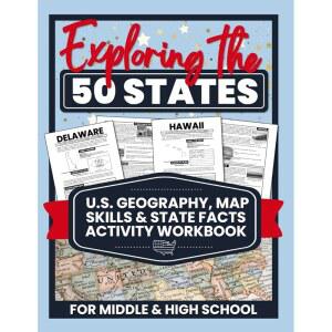 50개 주 탐험하기: 지리, 기술 워크북 위한 및 지리 활동 청소년을 지도 시리즈 사실