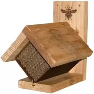 교체 가능한 튜브가 있는 우드링크 웨스턴 시더 메이슨 꿀벌 집 고독한 및 수분 매개체 쉼터 내구성이