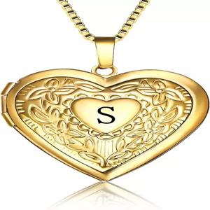 사진을 담는 GOKING 러브 하트 로켓 목걸이 알파벳 AZ 포토 초기 출시