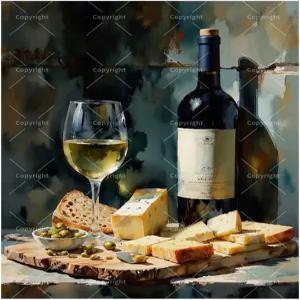 숫자 키트로 그린 정물화 - 16x20인치 캔버스 위의 DIY 와인잔 치즈 및 빵 페인팅 아크릴 페인트 세트