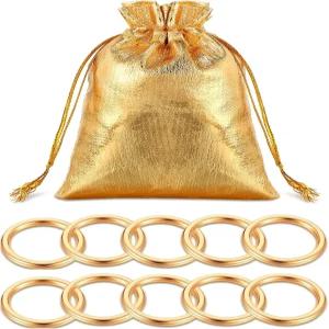 Chalyna 11개 파워 골드 링 메탈 게임 피규어 디스플레이 드림 캐처 링과 드로스트링 오르간자 가방