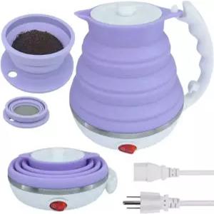 DOFQQG 트래블 커피 메이커 싱글 서브 포타베 컵 휴대용 주전자 전기 접이식 여행용 보라색