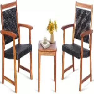 탱쿨라 3피스 파티오 아카시아 우드 비스트로 세트 의자 2개와 사이드 테이블 파티오조이 야외 가구 풀