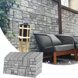 던디 데코 3D 벽 패널 인조 벽돌 - 클래딩 그레이 스톤 룩 거실용 스티로폼 페이싱 주방 욕실 발코니 침실