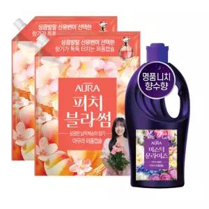 아우라 퍼퓸캡슐 섬유유연제 피치블라썸 1.7L 2개 + 미스틱문라이즈 1L