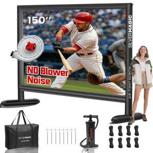 사일런트 인플레이터 스크린 i 에어 타이트 실내 사용을 150인치(18피트 사무실 및 수영장 디자인 실버매직 위한 뒷마당 상당) 노블로워 백킹 블랙 실외 캠핑 바이 처치