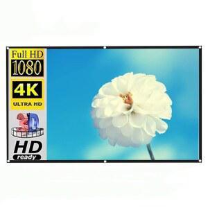 ewuroi 100인치 60인치 휴대용 프로젝션 화면 9 16 투명 천(100인치) 야외 폴리에스터 가정용 얇은 극장용