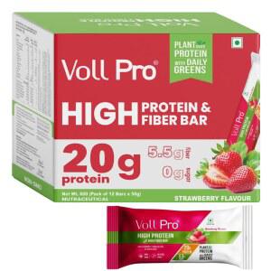 일일 그린이 포함된 볼 프로 식물성 단백질 바 - 고단백 20g, 섬유질 5.5g, 설탕 0g 딸기 맛 비-GMO 글루텐 & 트랜스 지방 프리 크런치, 맛있는 영양소가 풍부한 바, (50g X 12바) 12바