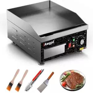 14인치 상업용 전기 그릴 조리대 플랫 탑 110V 1800W 논스틱 레스토랑 테판야키 스테인리스 조절 가능한