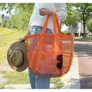 꾹상점1  베이직 물놀이 그물가방 바캉스 해변 메쉬 대형 비치백