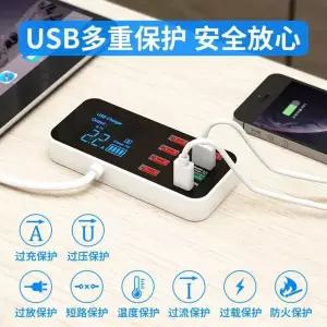 차량용 충전기 멀티 포트 USB QC 타입 30 LCD 허브 충전 스테이션 8 PD 디스플