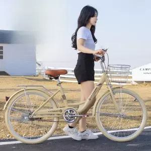 클래식 자전거 경량 여자자전거 출퇴근 여성용 24인치 바구니 중학생 미니벨로