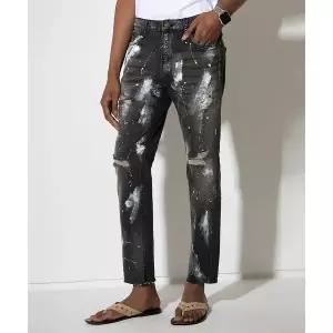 스트라이크 블랙 립트 블리치 워시 데미지 패치 아일렛 진 슬림 1981183