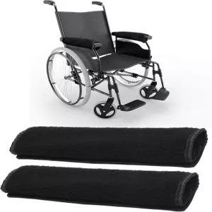 AHIER 휠체어 팔걸이 패드 2PCS 양가죽 플리스 커버 미끄럼 방지 쿠션