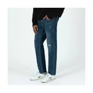 스트라이크 아일릿 스플래터 다크 데미지 워시 백 지퍼 진 스트레이트 1981560