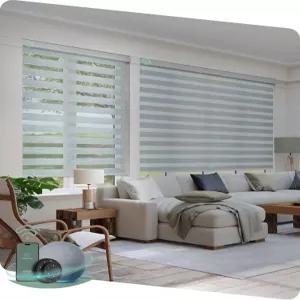 실내 창문을 위한 원격 전기 얼룩말 블라인드가 장착된 Yoolax 전동 블라인드 음성 제어 기능이 있는 방