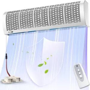 크리스페어 36인치 화이트 에어 커튼 마그네틱 도어 스위치 1527 CFM/2559 FPM 2단 조절 가능 180W 강력한