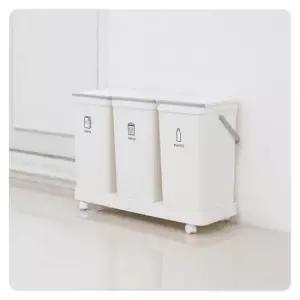 [생활] 3단 재활용 쓰레기통 모노플랫 분리수거함 가정용 대형 쓰레기 수거함 1입