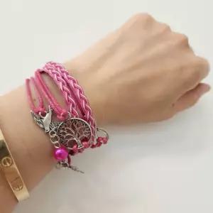 잉꼬새 핑크 매듭 끈 패션팔찌 여성팔찌 여자팔찌 여름팔찌